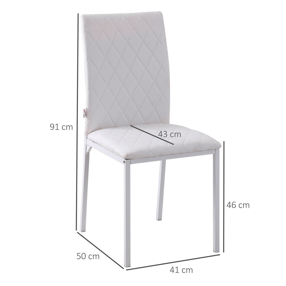 Dining Chairs Set of 4, Faux Leather, High Back, White