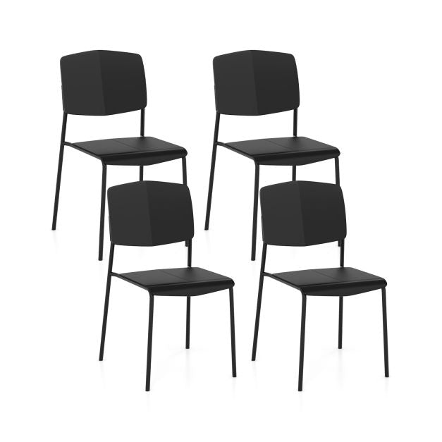 Dining Chairs Set of 4, Stackable Armless With Backrest – Black
