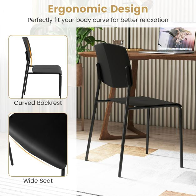 Dining Chairs Set of 4, Stackable Armless With Backrest – Black