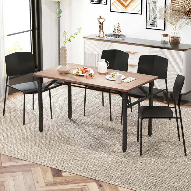 Dining Chairs Set of 4, Stackable Armless With Backrest – Black
