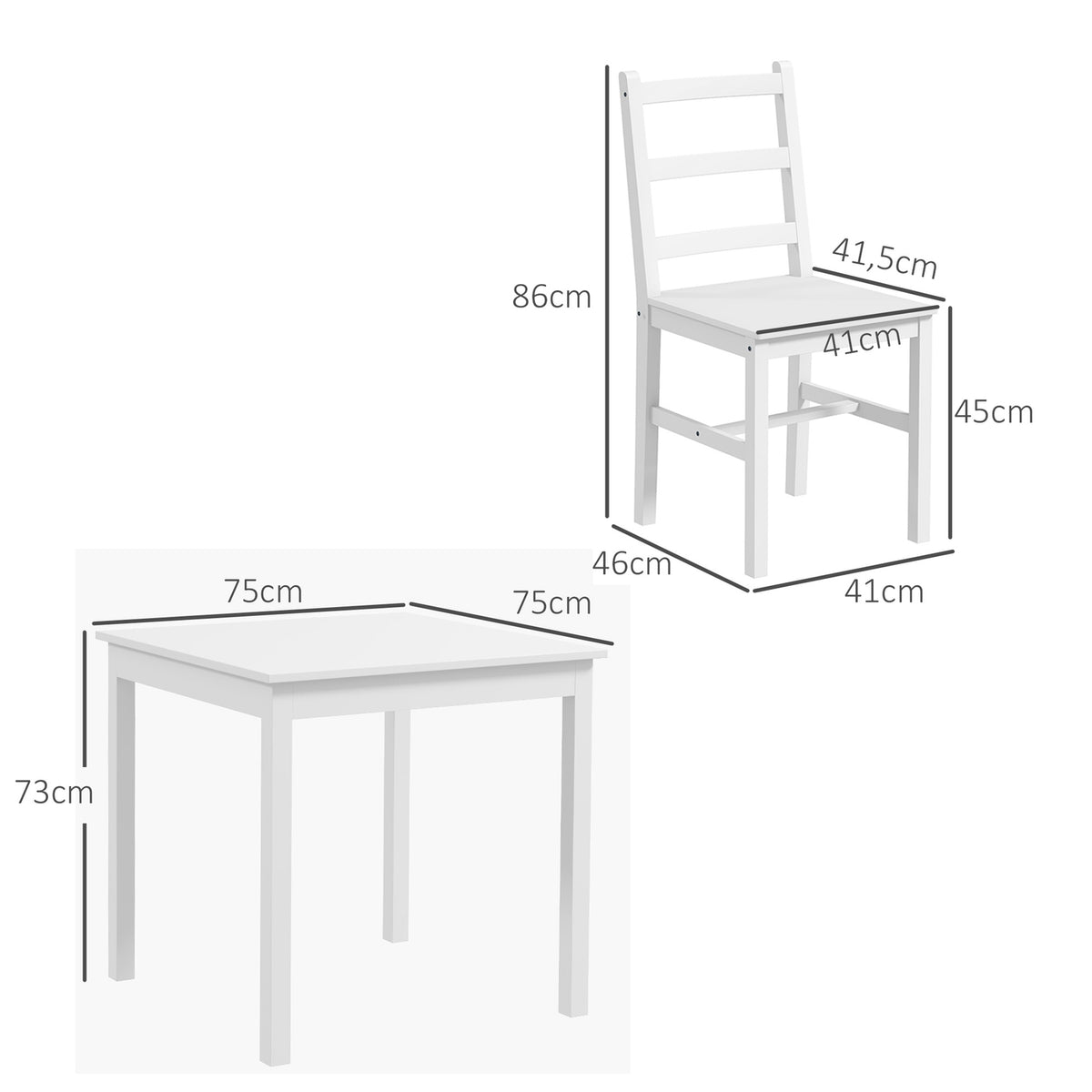 Dining Group Set Of 3, Dining Table With 2 Chairs, Kitchen Table Set For 2 People, Dining Room Group, Table Group For Kitchen, Living Room, Pine Wood, White