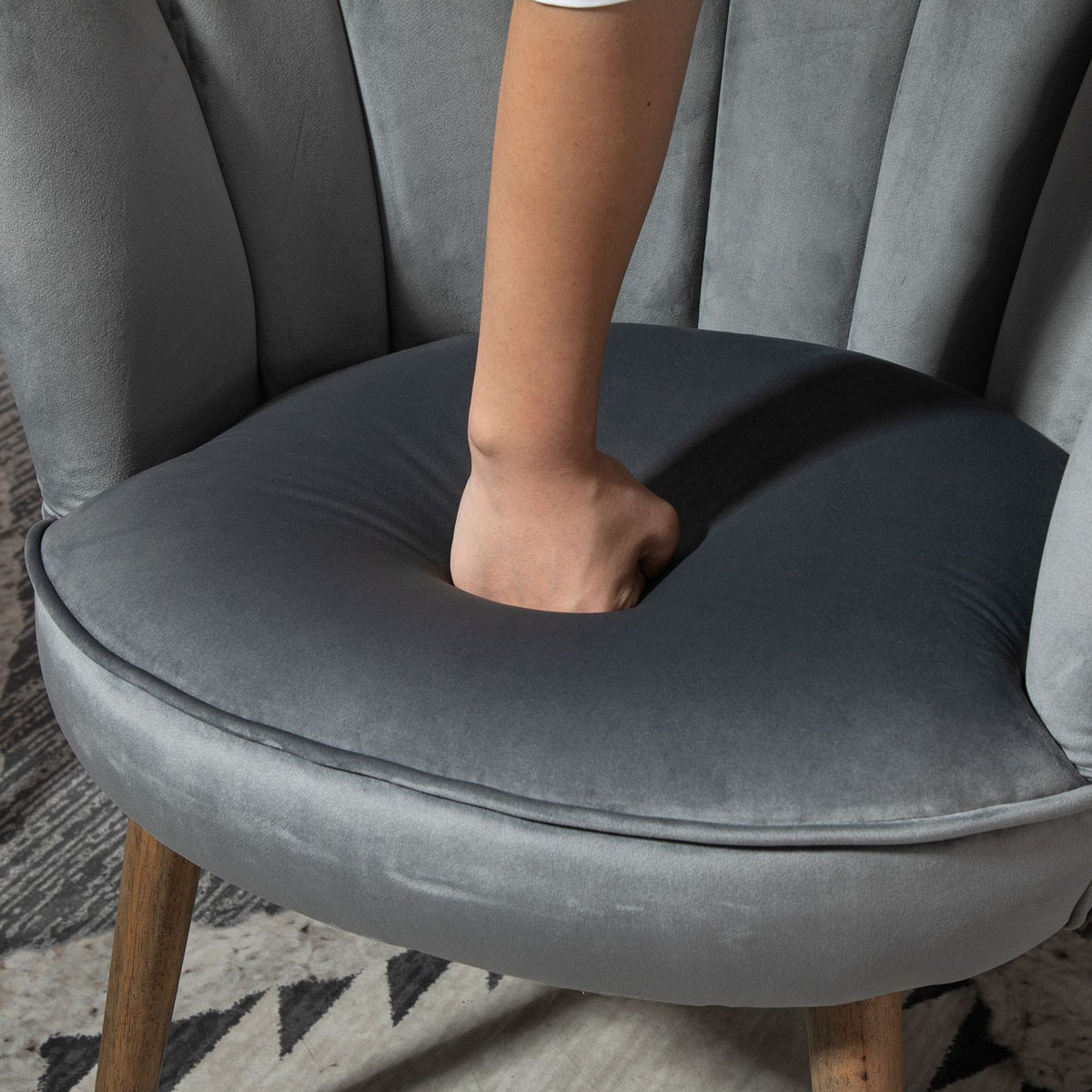 Dining Room Chair Kitchen Chair Armchair With Backrest Living Room Chair Polyester Rubber Wood Dark Gray 66 X 72 X 79 Cm