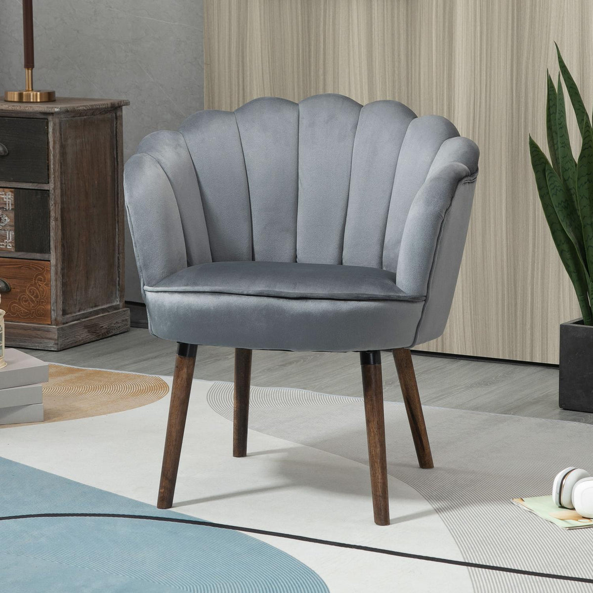 Dining Room Chair Kitchen Chair Armchair With Backrest Living Room Chair Polyester Rubber Wood Dark Gray 66 X 72 X 79 Cm