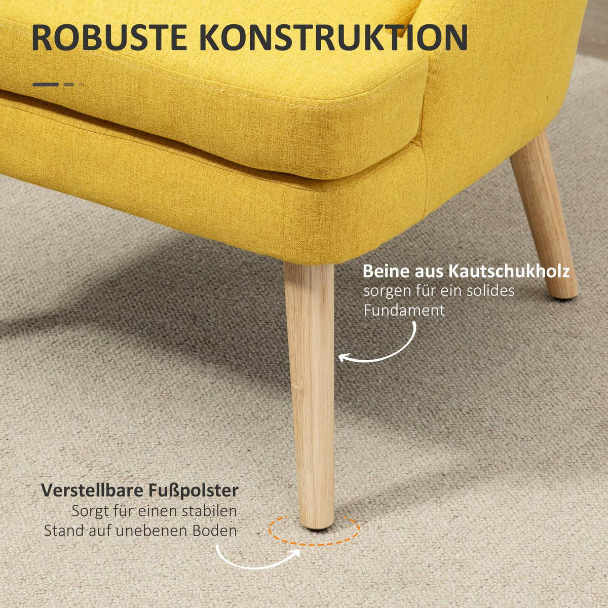 Dining Room Chair Kitchen Chair With Armrest Upholstered Chair Living Room Chair Office Chair For Living Room Bedroom Linen Touch Wood Yellow