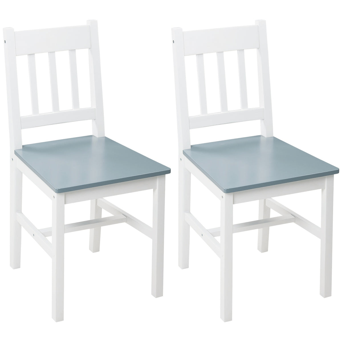 Dining Room Chair Set Of 2 Kitchen Chair Backrest Pine Wood Living Room Chair Gray 41 X 46.5 X 85.5 Cm