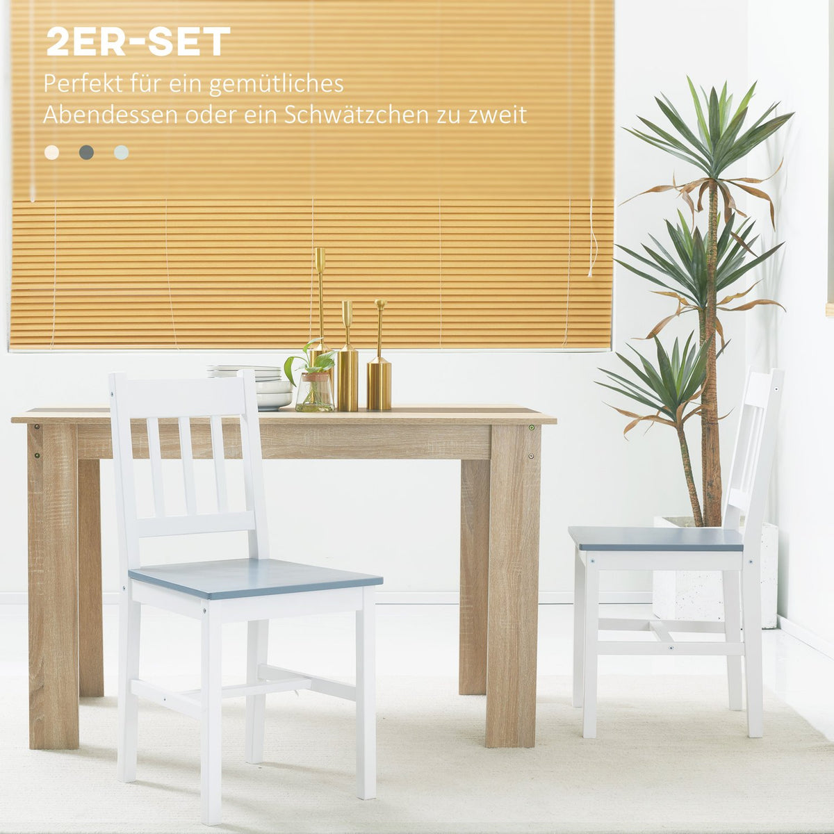 Dining Room Chair Set Of 2 Kitchen Chair Backrest Pine Wood Living Room Chair Gray 41 X 46.5 X 85.5 Cm