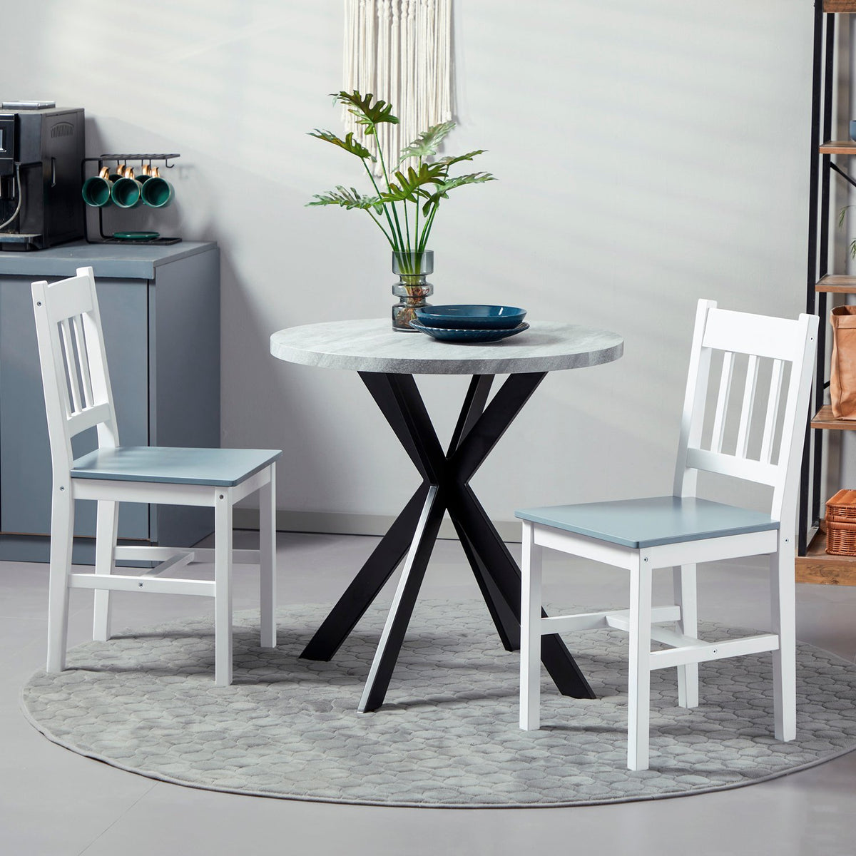 Dining Room Chair Set Of 2 Kitchen Chair Backrest Pine Wood Living Room Chair Gray 41 X 46.5 X 85.5 Cm