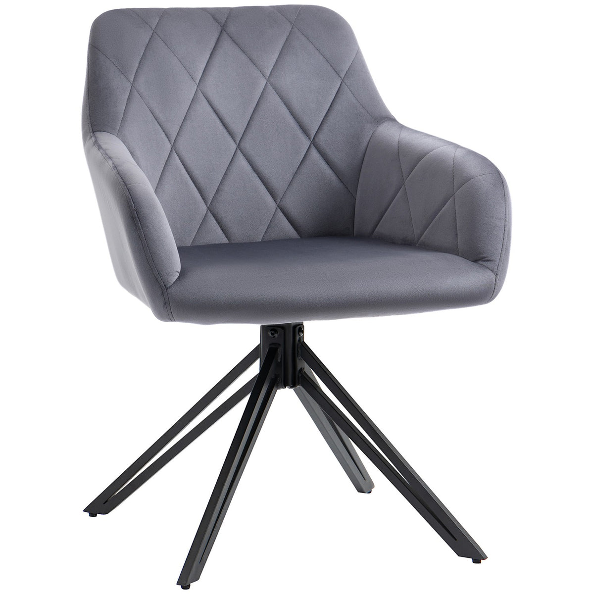 Dining Room Chair Upholstered Chair With Armrest Kitchen Chair Living Room Chair Velvet Look Retro Design Steel Gray 58 X 60.5 X 77.5 Cm