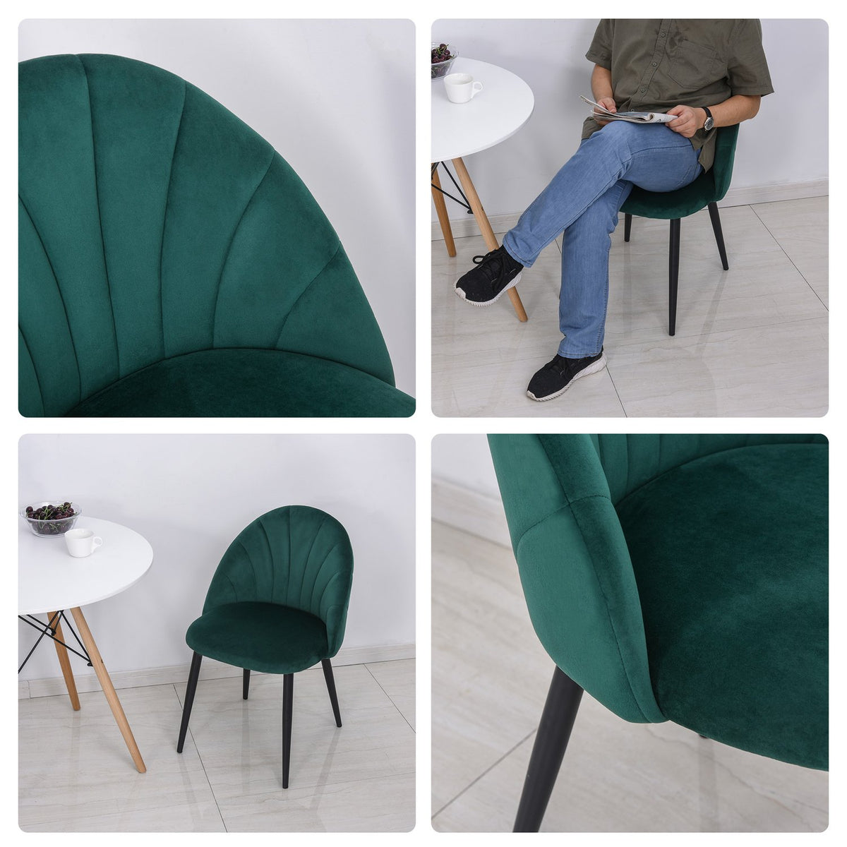 Dining Room Chairs Set Of 2 Modern Kitchen Chairs Skandi Design Living Room Chair Upholstered Chair Office Chair Velvet Metal Green 52X54X79Cm
