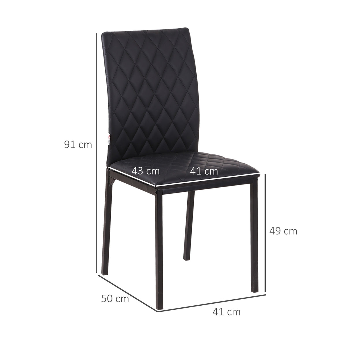Dining Room Chairs, Set Of 4 Dining Chairs, Padded Dining Room Chairs, Upholstered Chair With Steel Legs, Kitchen Chair, Faux Leather, Black, 41 X 50 X 91 Cm