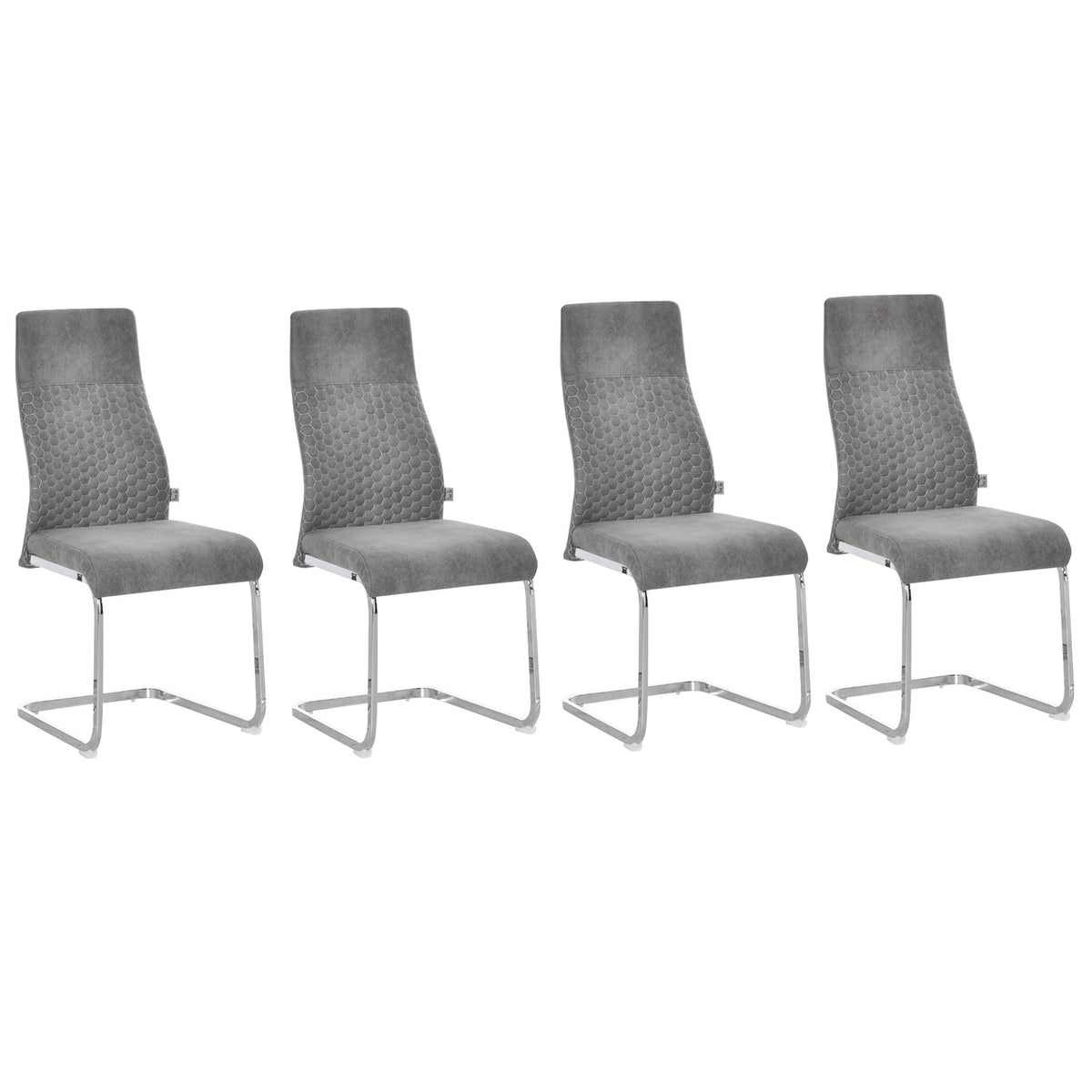 Dining Room Chairs Set Of 4 Kitchen Chairs With Backrest, Velvet Touch, Steel Frame, Gray, 45X61X98Cm