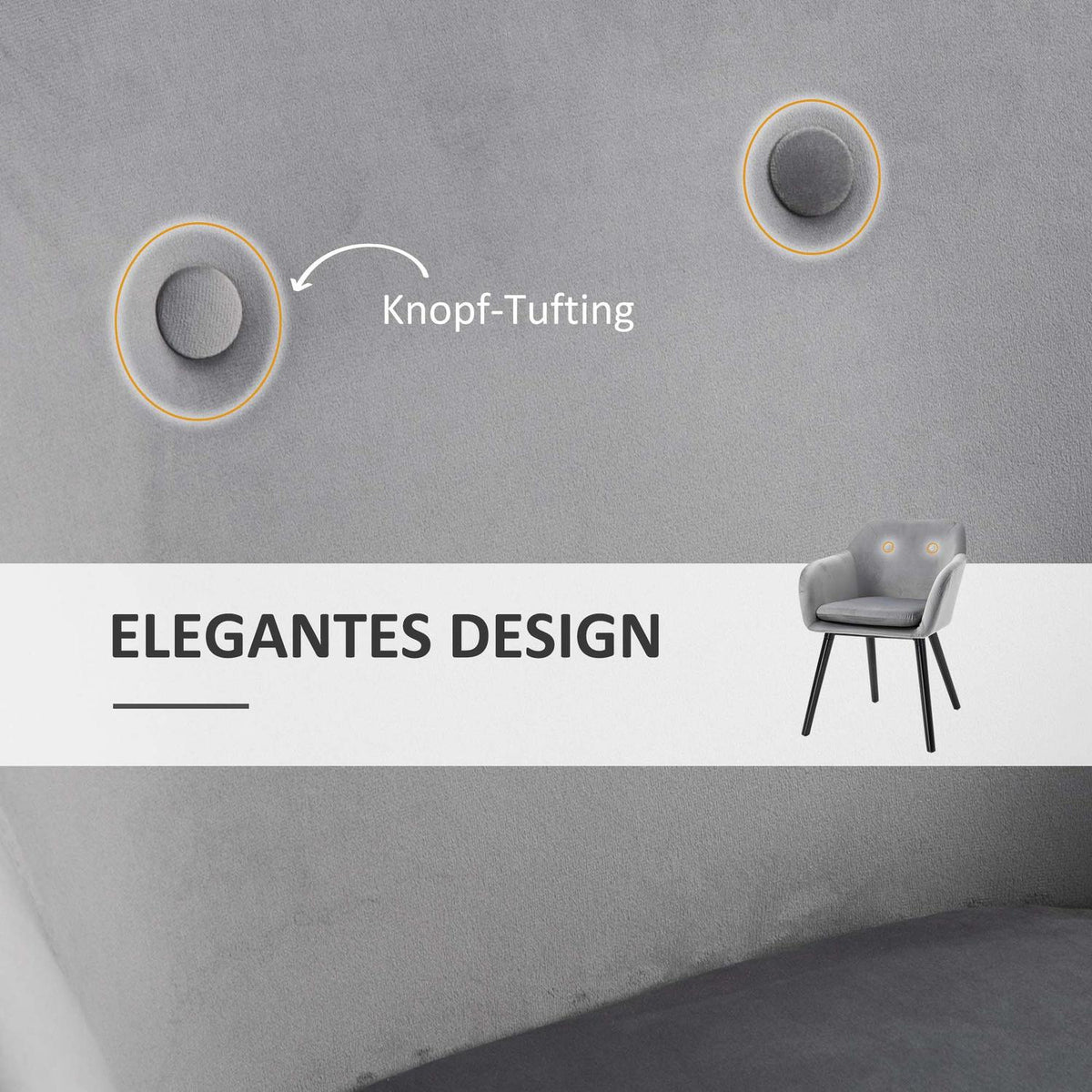 Dining Room Chairs Set of 2 Kitchen Chairs with Backrest Velvet Look Upholstered Chair with Beech Wood Legs for Living Room Gray 54 x 56 x 74 cm