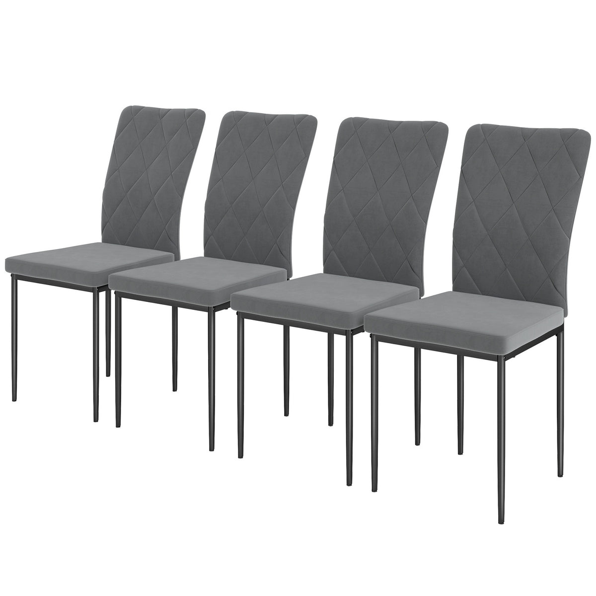 Dining Room Chairs Set of 4 Kitchen Chairs with Backrest, Velvet Look, Armchairs, Upholstered Chairs with Metal Legs for Dining Table, Dark Gray