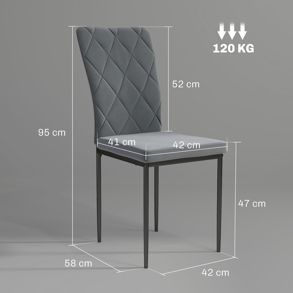 Dining Room Chairs Set of 4 Kitchen Chairs with Backrest, Velvet Look, Armchairs, Upholstered Chairs with Metal Legs for Dining Table, Dark Gray