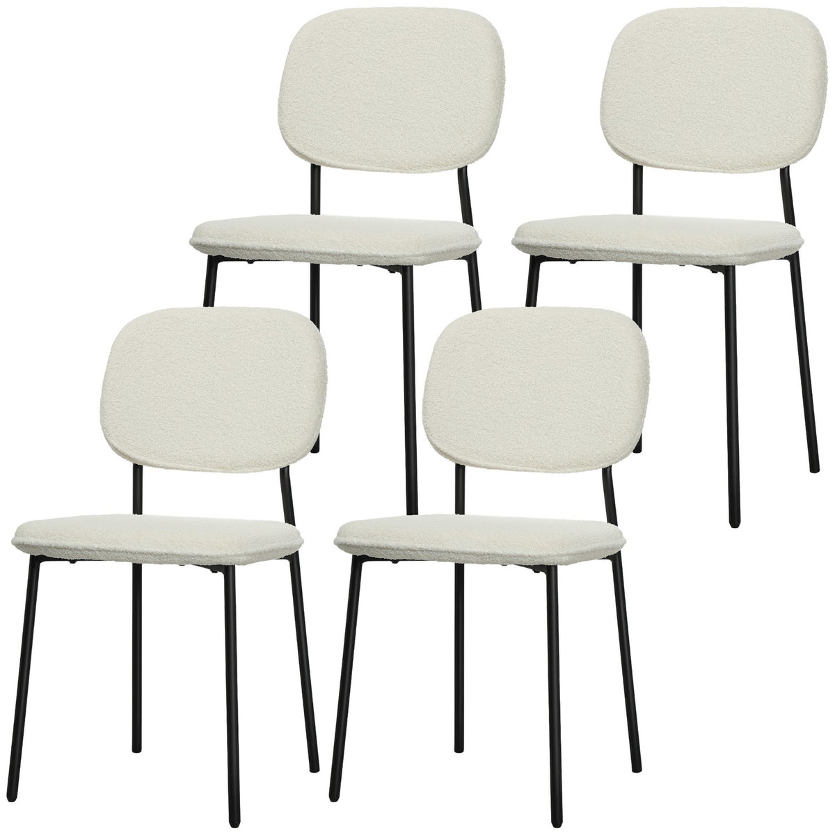 Dining Room Chairs Set of 4 Kitchen Chairs with Backrest Velvet Look Upholstered Chairs Living Room Chairs with Steel Legs for Dining Table White |