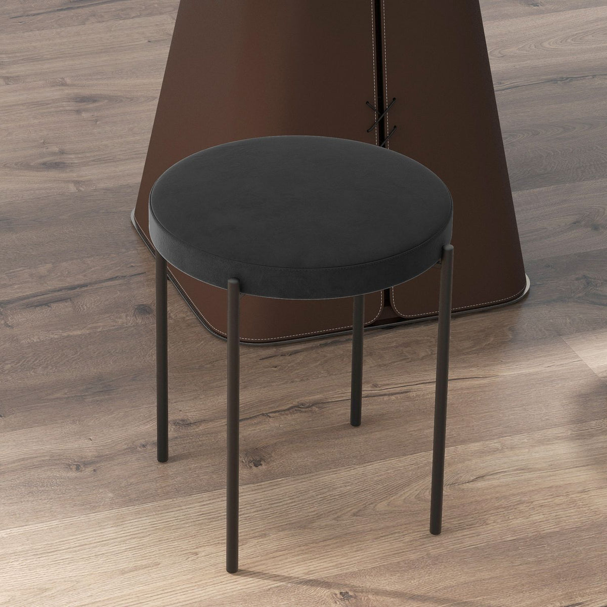 Dining Room Stools Set Of 4 Stackable Counter Stools With Padded Seat, Velvet Cover, Black, 41.5X41.5X46Cm