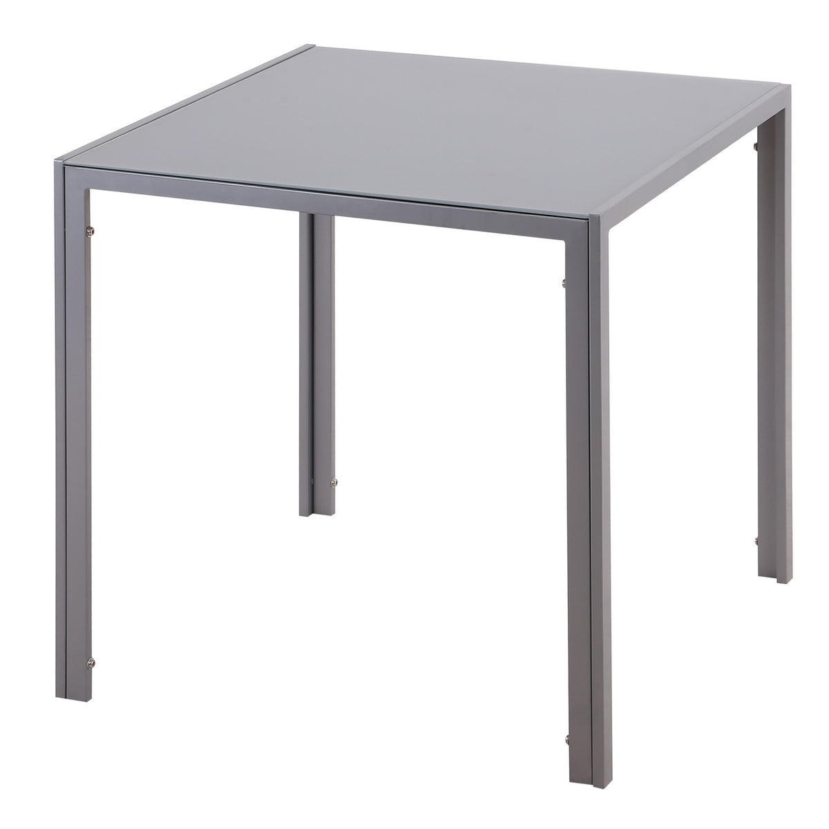 Dining Room Table Square Kitchen Table For 4 People, Living Room Table With Tempered Glass Table Top, For Kitchen, Dining Room, Gray