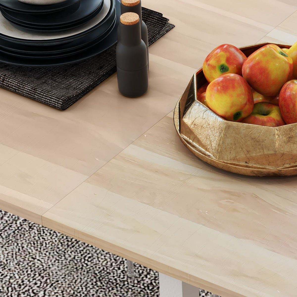 Dining Table Extendable Kitchen Table Dining Room Table For 6 People, Living Room Table For Dining Room, Kitchen, Steel, Brown, 110-160 X 70 X 76 Cm