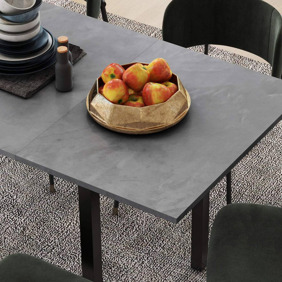 Dining Table Extendable Kitchen Table Dining Room Table For 6 People, Living Room Table For Dining Room, Kitchen, Steel, Dark Gray, 110-160 X 70 X 76 Cm