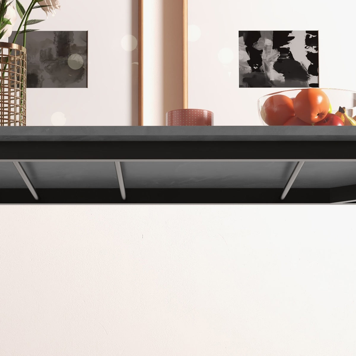 Dining Table Extendable Kitchen Table Dining Room Table For 6 People, Living Room Table For Dining Room, Kitchen, Steel, Dark Gray, 110-160 X 70 X 76 Cm