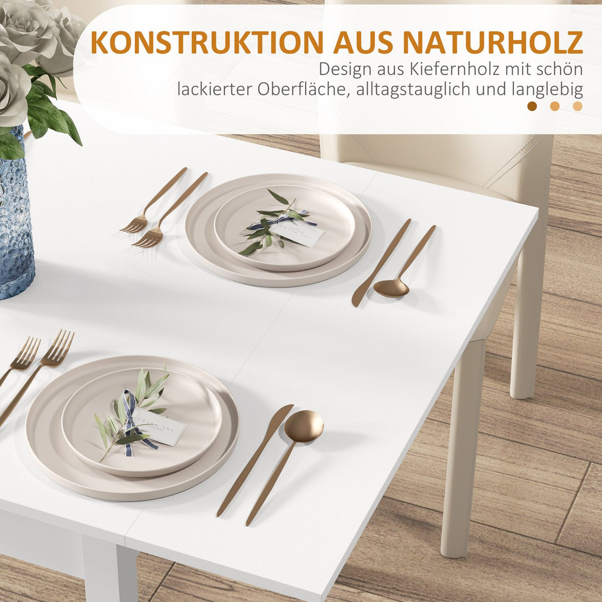 Dining Table, Folding Table, Dining Room Table For 2-4 People, Expandable Kitchen Table, Wooden Table For Dining Room, Kitchen, White, 73.5-120 X 80 X 75 Cm