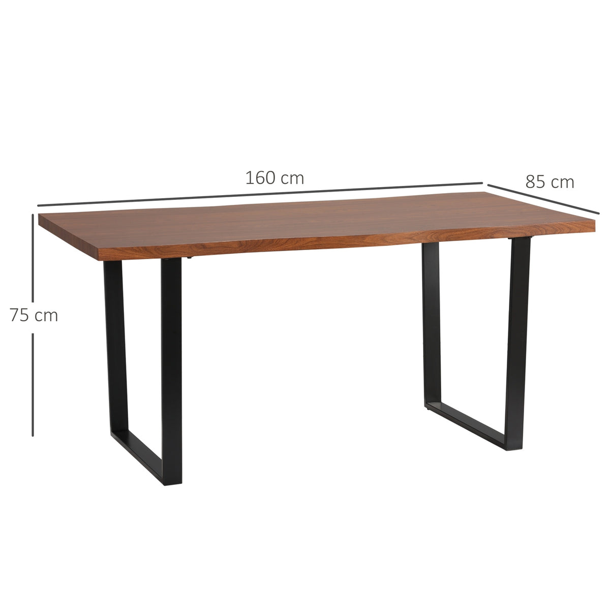 Dining Table For 6 People, Industrial Design Dining Room Table, Steel & Brown, 160X85X75Cm, For Dining Room & Kitchen