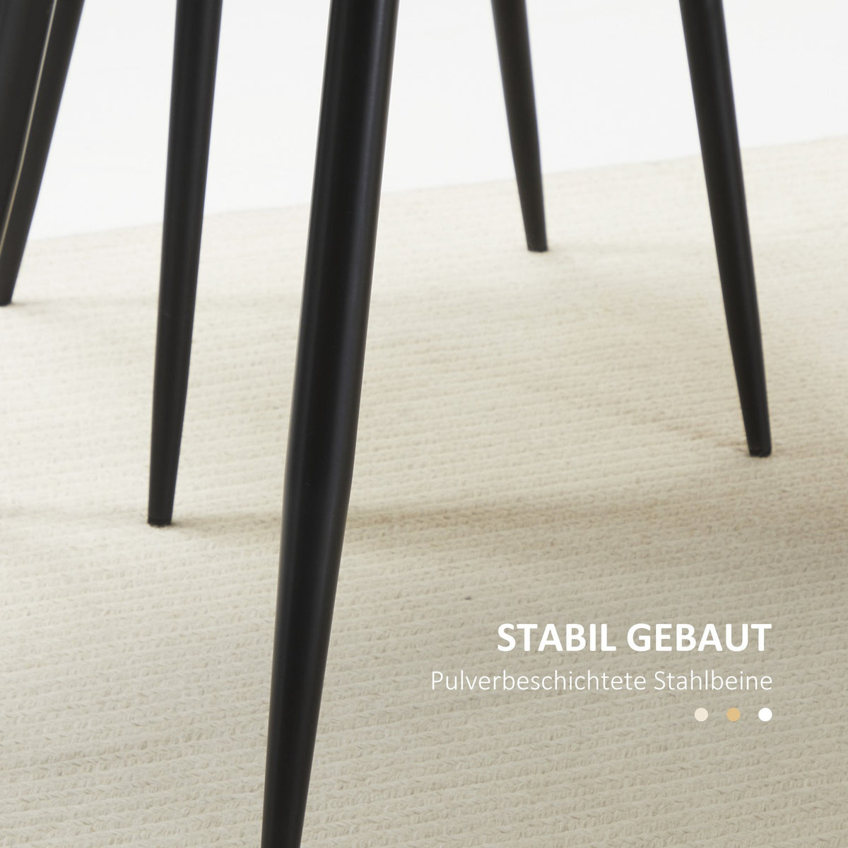 Dining Table Modern Kitchen Table For 4 People, Dining Room Table In Black With Wood Look, Steel Legs, 140X80X76Cm, Natural