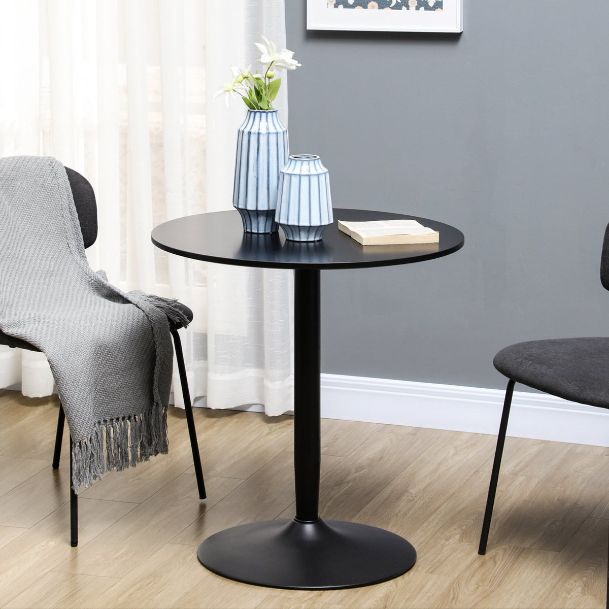 Dining Table Round Kitchen Table For 2, Modern Dining Room Table With Steel Legs, Non-Slip Base, Ideal For Small Spaces