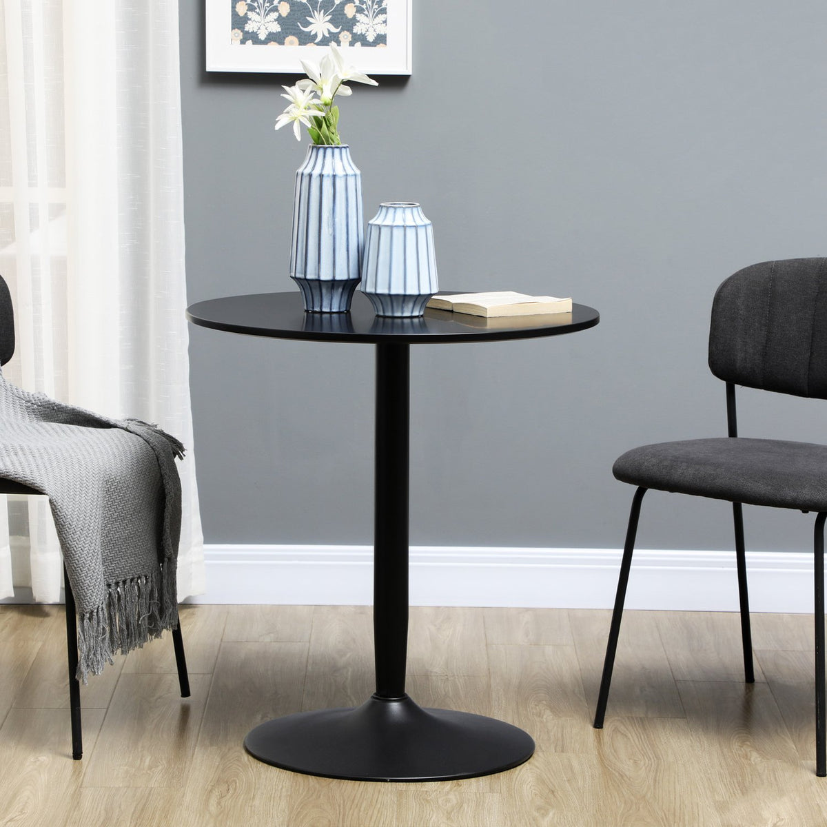 Dining Table Round Kitchen Table For 2, Modern Dining Room Table With Steel Legs, Non-Slip Base, Ideal For Small Spaces