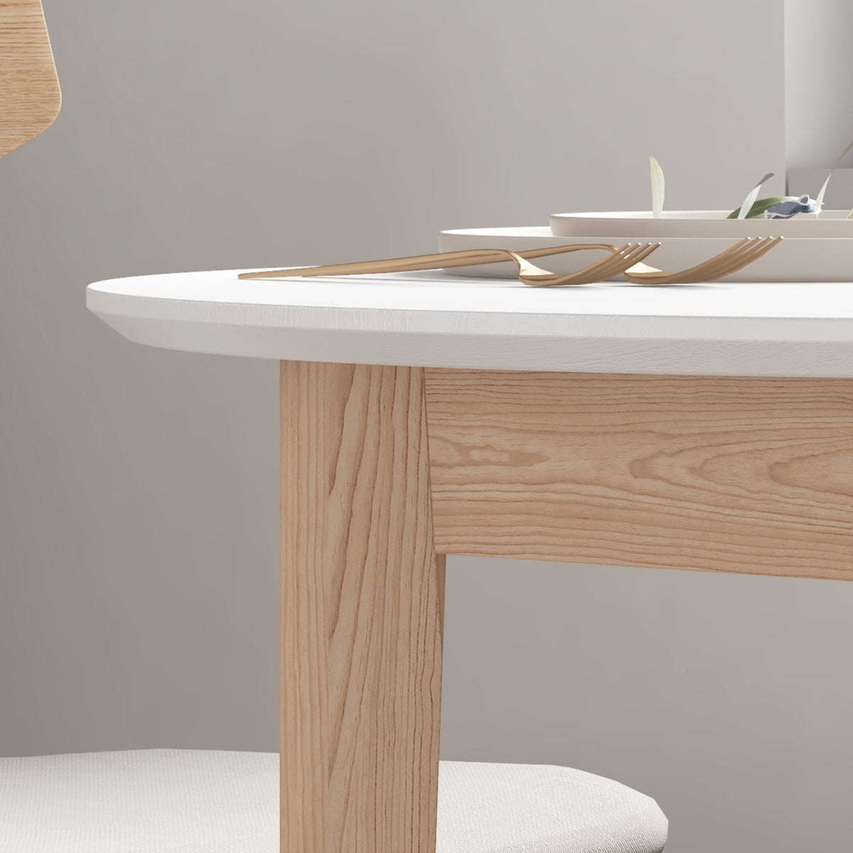 Dining Table, Round Kitchen Table For 2 People, Dining Room Table With Country House Style, For Living Room, Solid Wood, Ø75 X 76 Cm, White