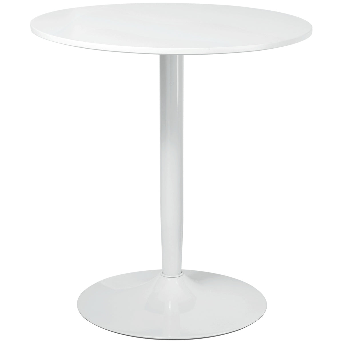 Dining Table, Round Kitchen Table, Modern Dining Room Table For 2 People, Bar Table, Pillar Table With Steel Legs, Non-Slip Footrest, Ø70 X 75 Cm, White