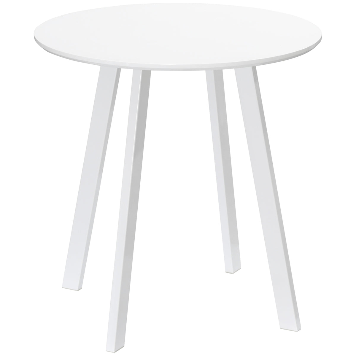 Dining Table Round Kitchen Table, Side Table, Dining Room Table, Beveled Legs, White, 72X72X75Cm