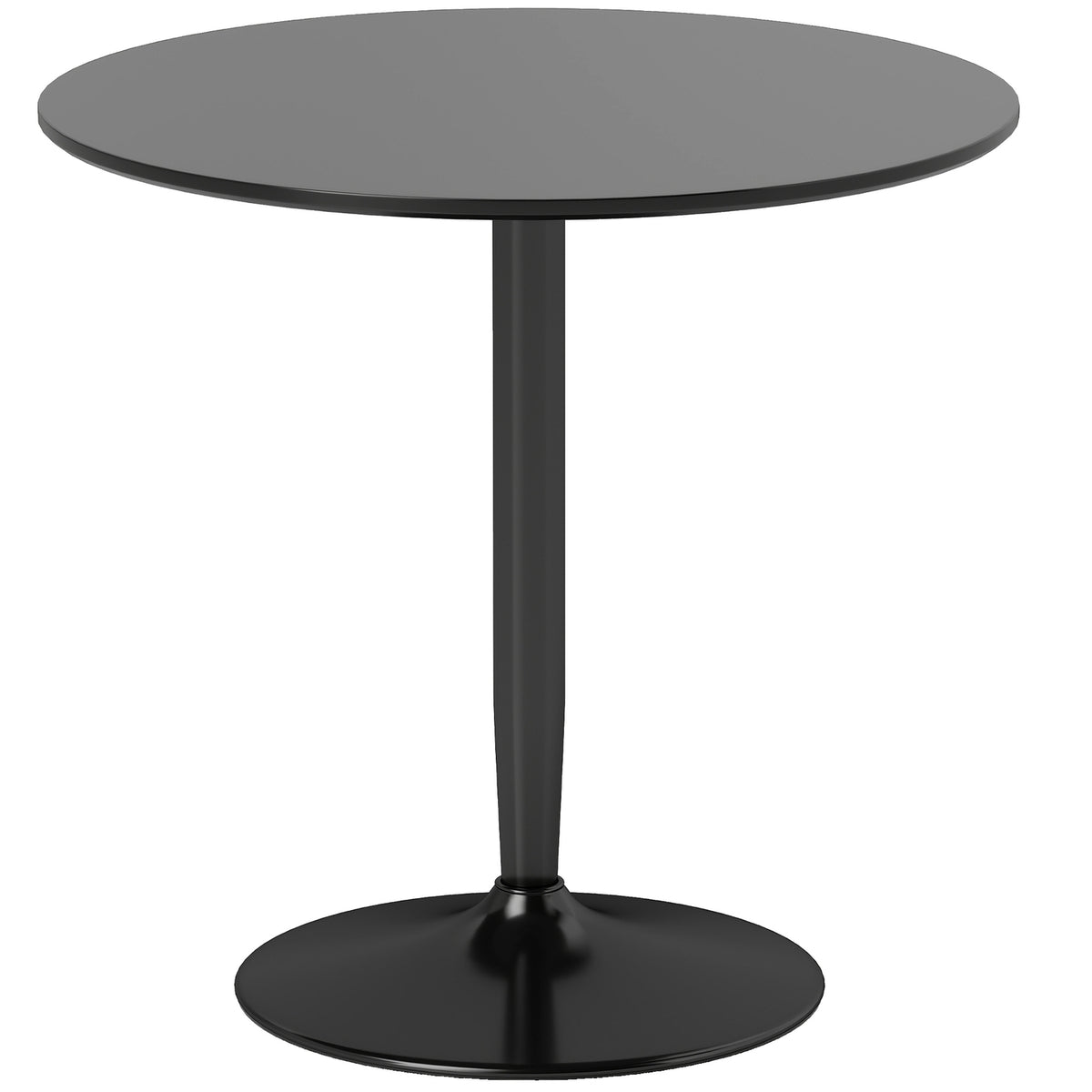 Dining Table for 2, Round 80 cm, MDF & Steel, Black
