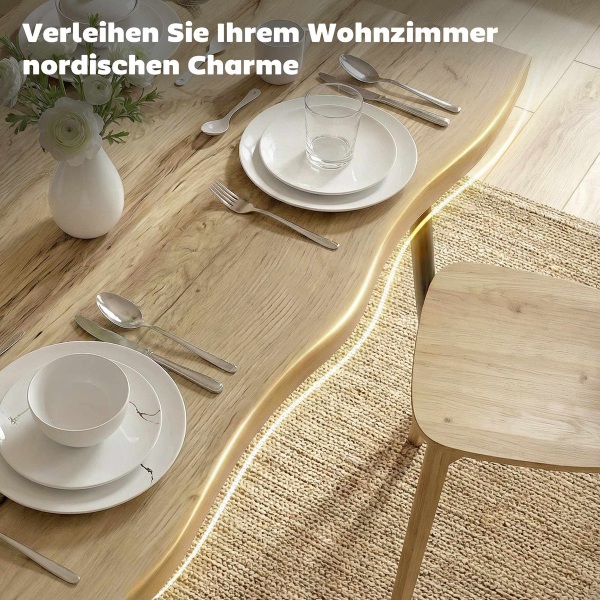 Dining Table for 4, 110 cm Oak with Steel Legs