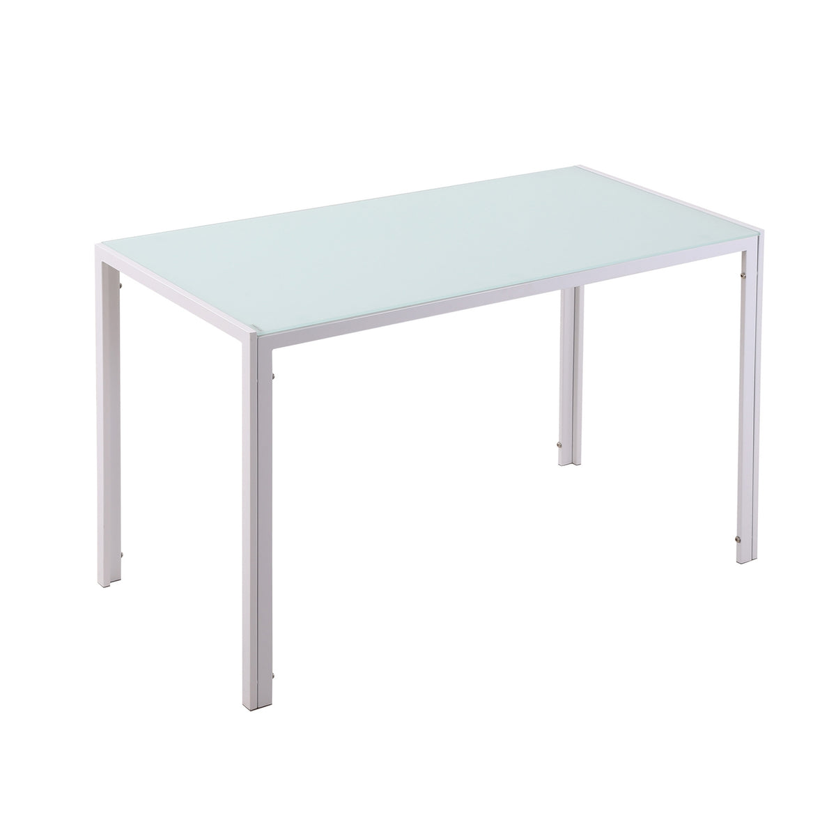 Dining Table for 4, Tempered Glass Top, Metal Legs