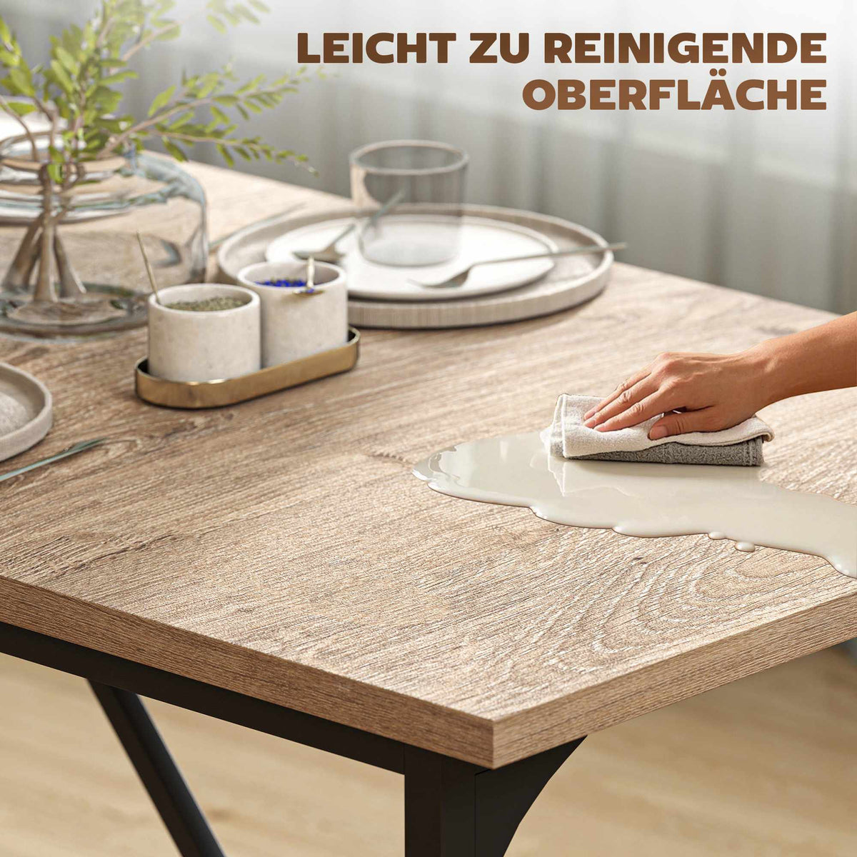 Dining Table for 6-8, Wood Look, 180 x 80 x 75.5 cm