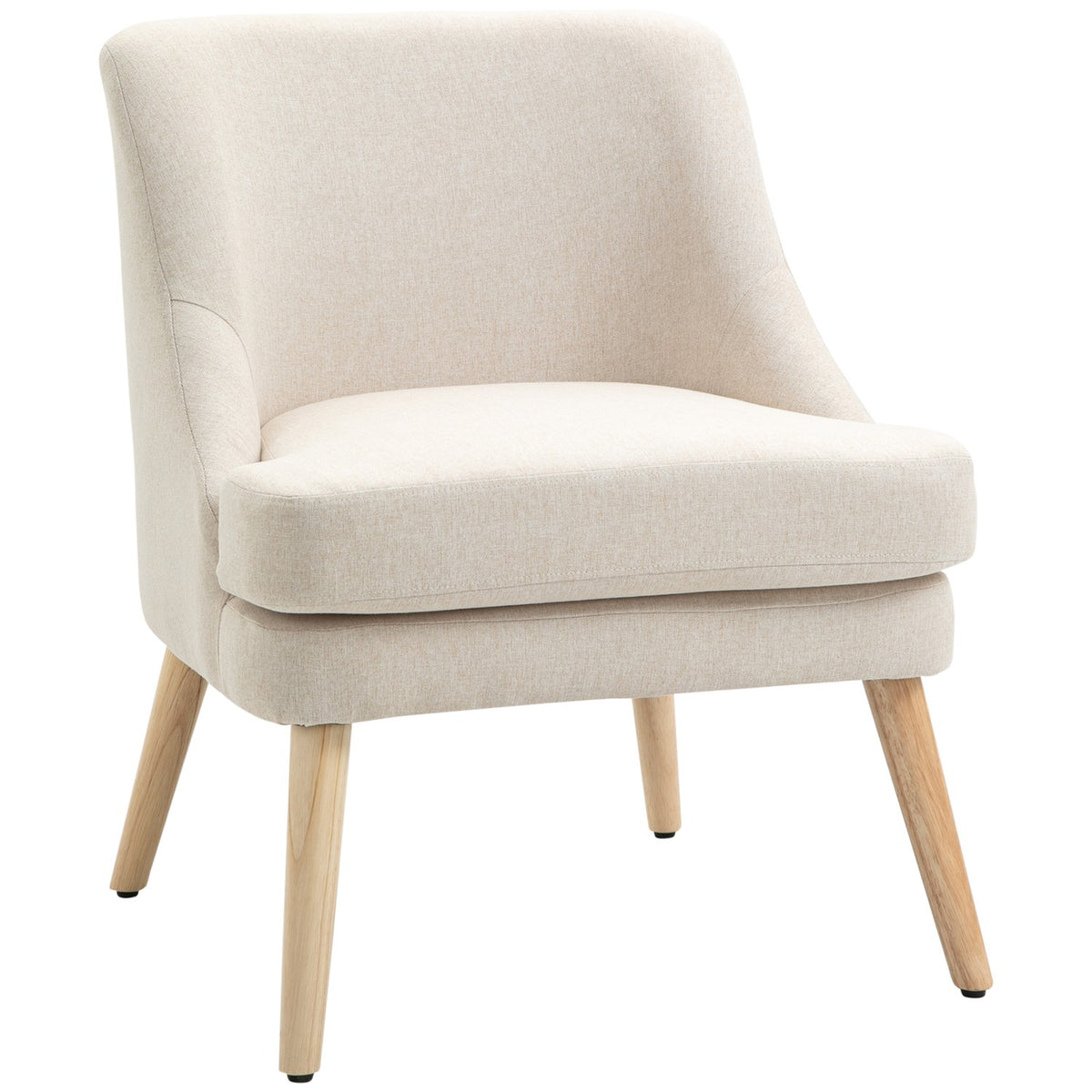 Dining room chair Modern kitchen chair with armrest, upholstered chair in linen touch, wood, white, 63x69x79.5 cm