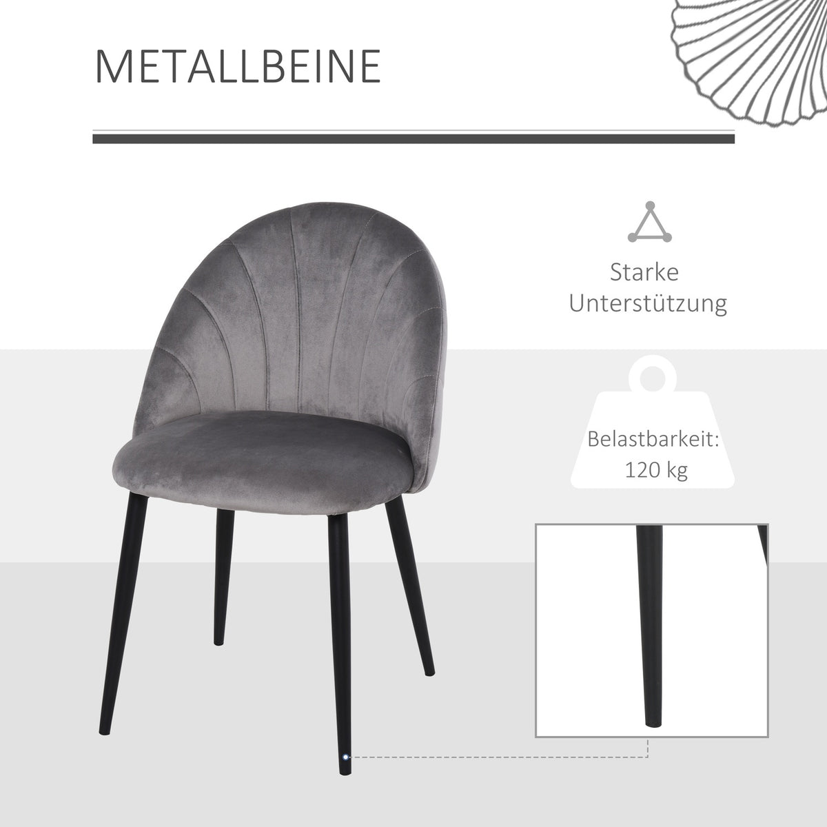 Dining room chairs set of 2 kitchen chairs Skandi design living room chair upholstered chair office chair velvet metal gray 52x54x79cm