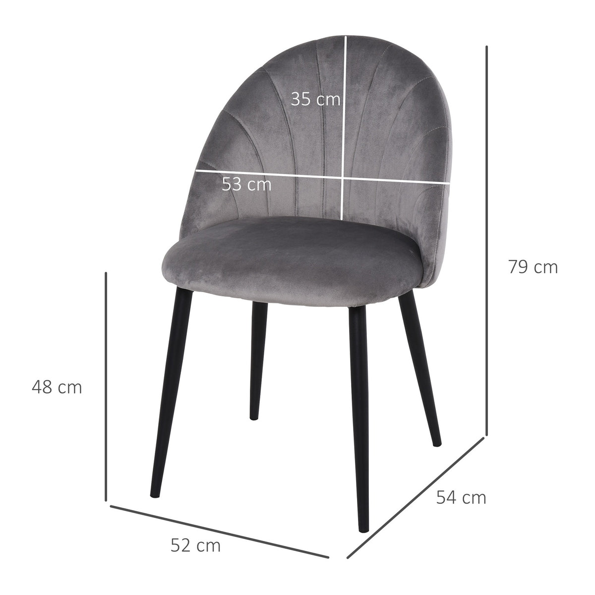 Dining room chairs set of 2 kitchen chairs Skandi design living room chair upholstered chair office chair velvet metal gray 52x54x79cm