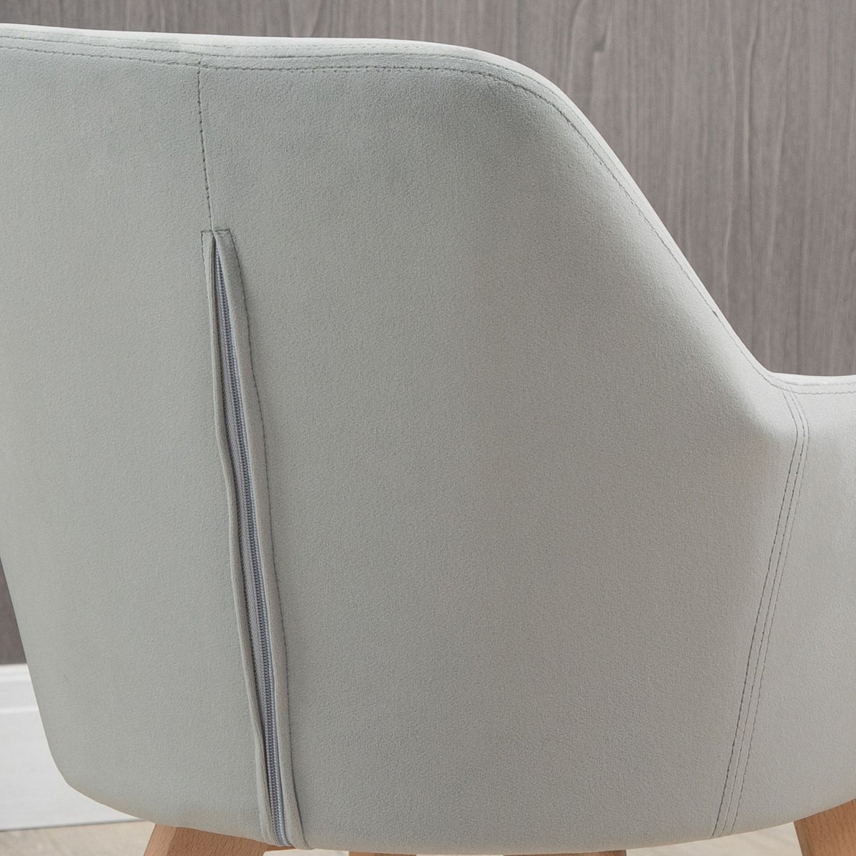 Dining room chairs set of 2 kitchen chairs with arm and backrest, velvet look upholstery, wooden legs, gray