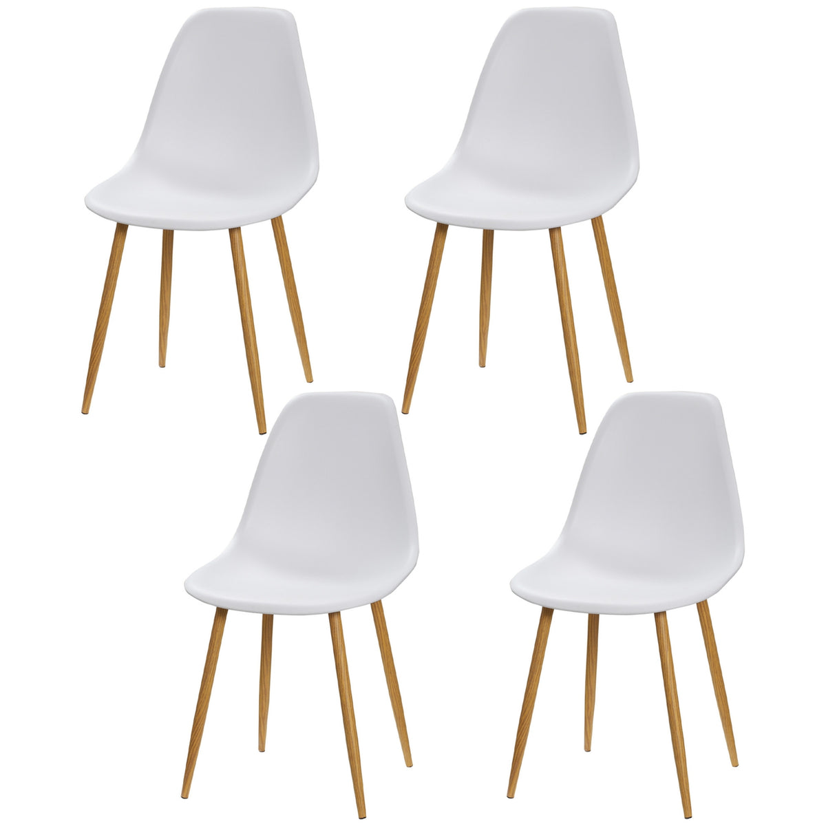 Dining room chairs set of 4 kitchen chairs with backrest, dining room chair with metal legs, for dining room, living room, 45 x 52 x 85.5 cm, white + natural