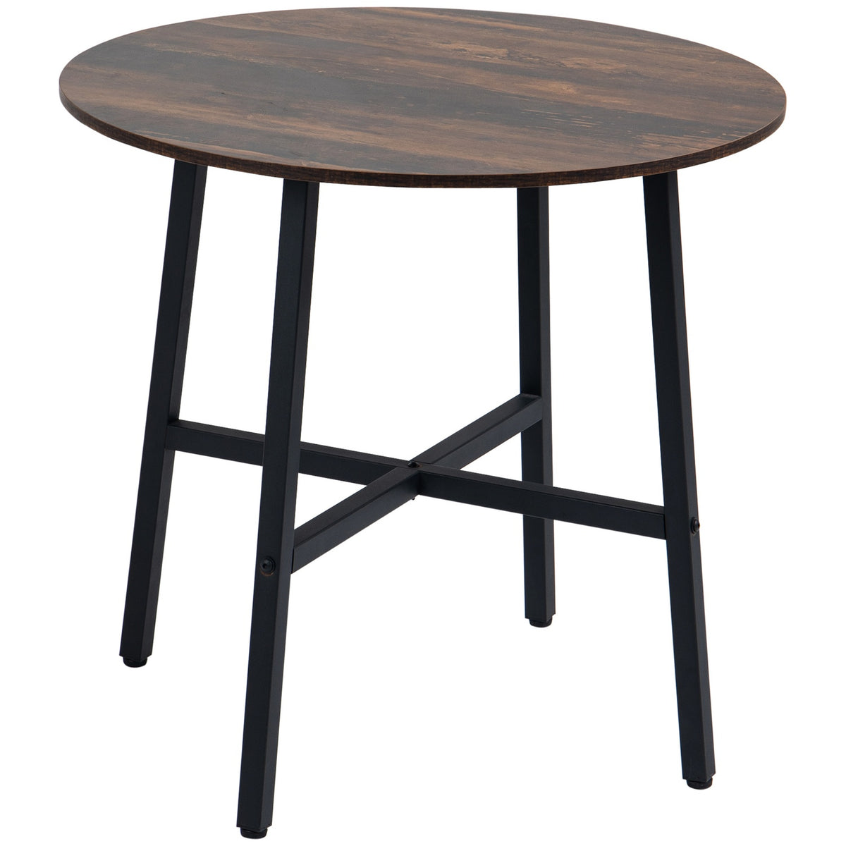 Dining room table, kitchen table for 4 people, living room table for dining room, kitchen, steel, brown, 80 x 80 x 76 cm