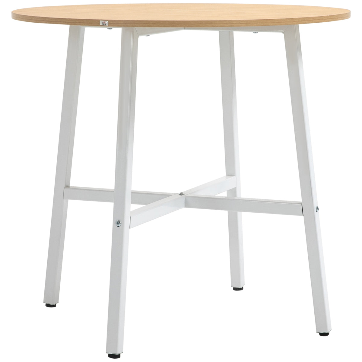 Dining room table, kitchen table for 4 people, modern living room table made of steel and natural wood, 80x80x76 cm for dining room and kitchen