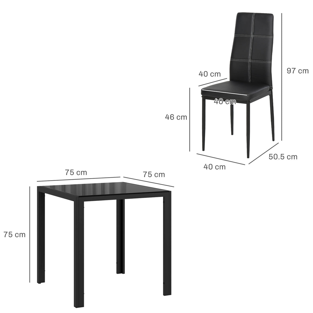 Dining set dining table with 4 chairs space-saving dining room group seating group black