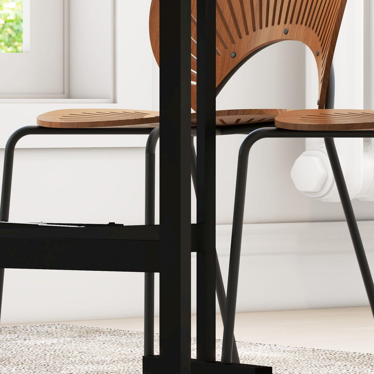 Dining table, folding kitchen table with wheels, steel legs, folding table for 4-6 people, dining room table, 52.5-120 x 80 x 73 cm