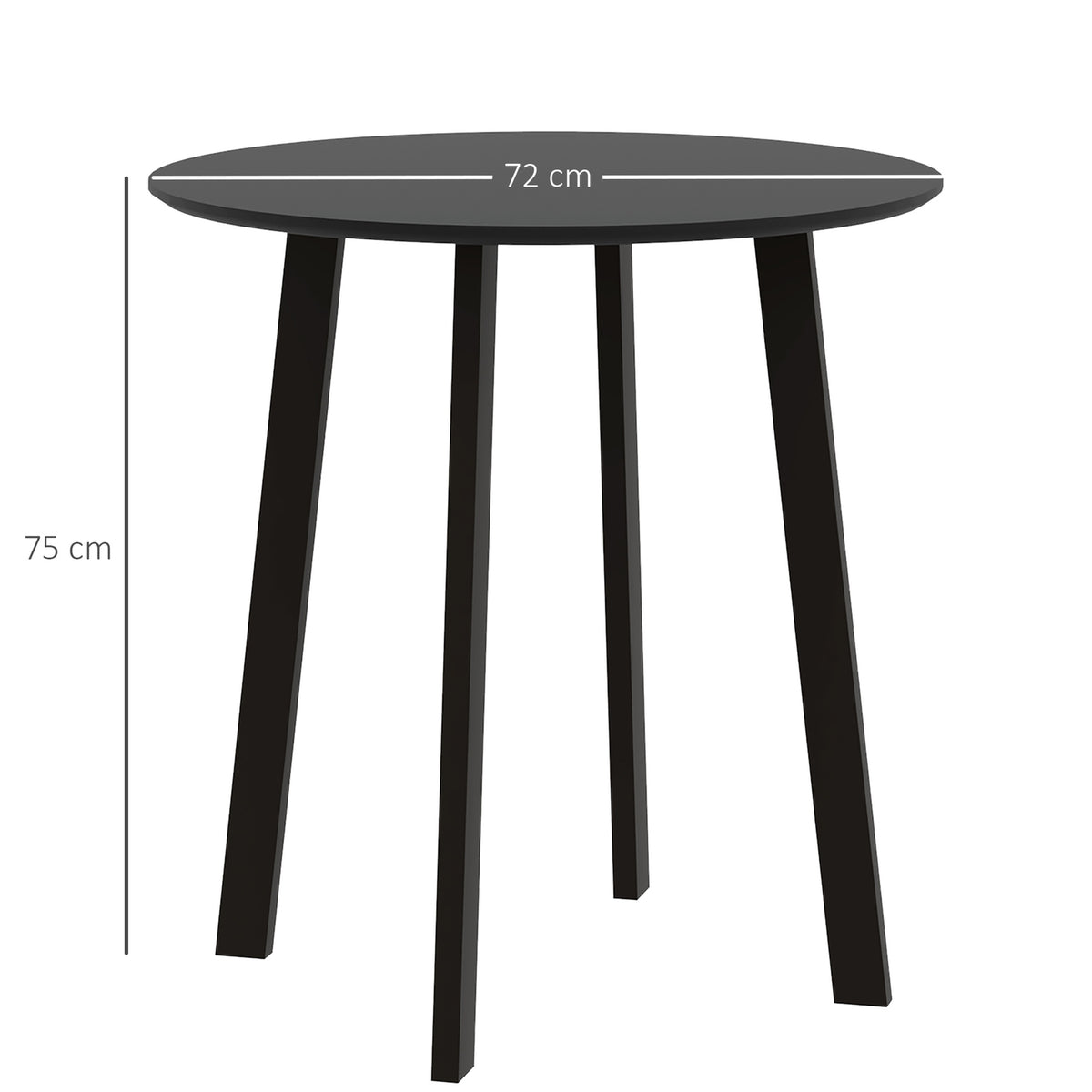 Dining table round kitchen table side table dining room table with slanted legs for kitchen dining room living room modern design black 72 x 72 x 75cm