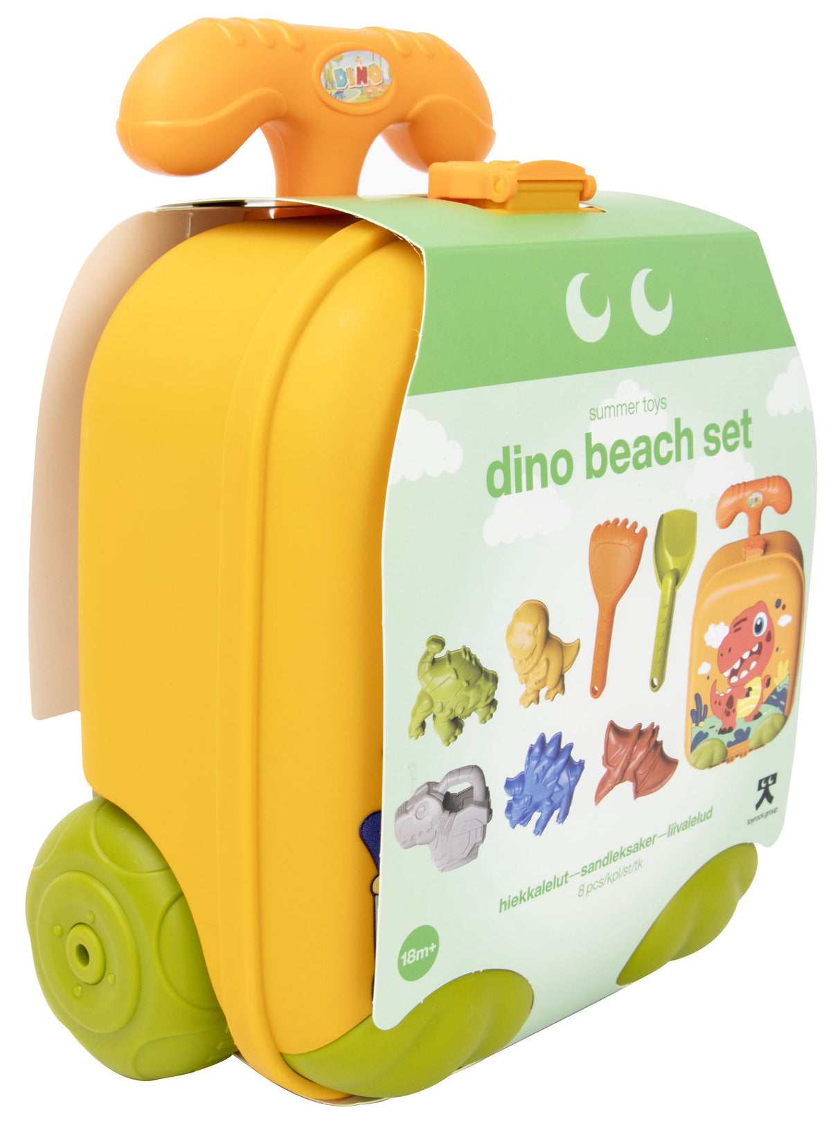 Dinosaur Beach Toy Set with Pull-Along Trolley, 8 Pcs