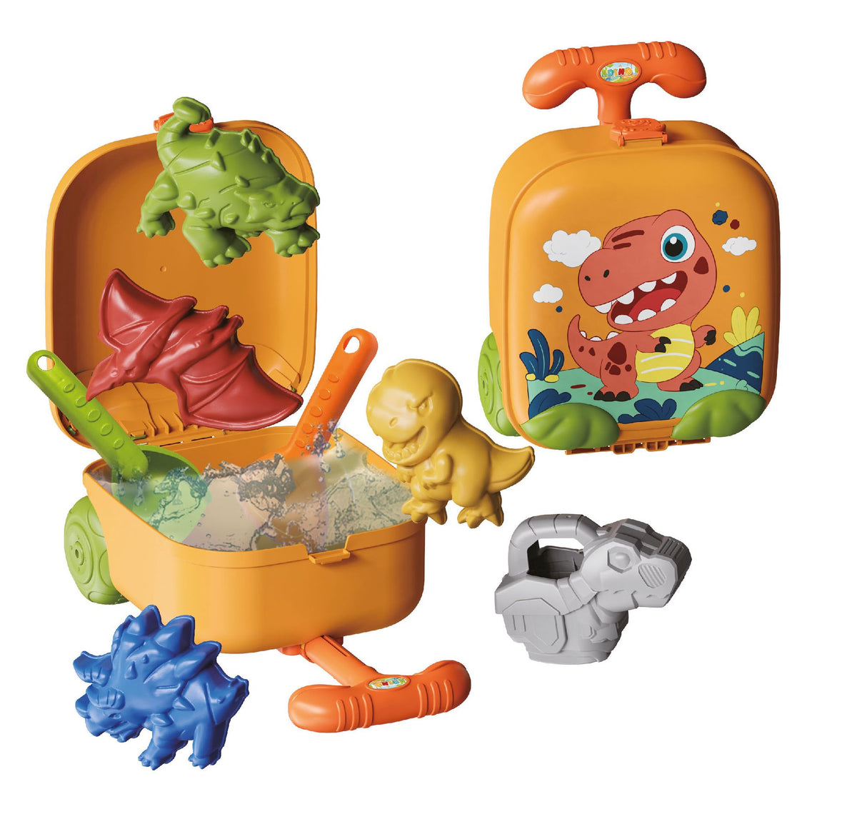 Dinosaur Beach Toy Set with Pull-Along Trolley, 8 Pcs
