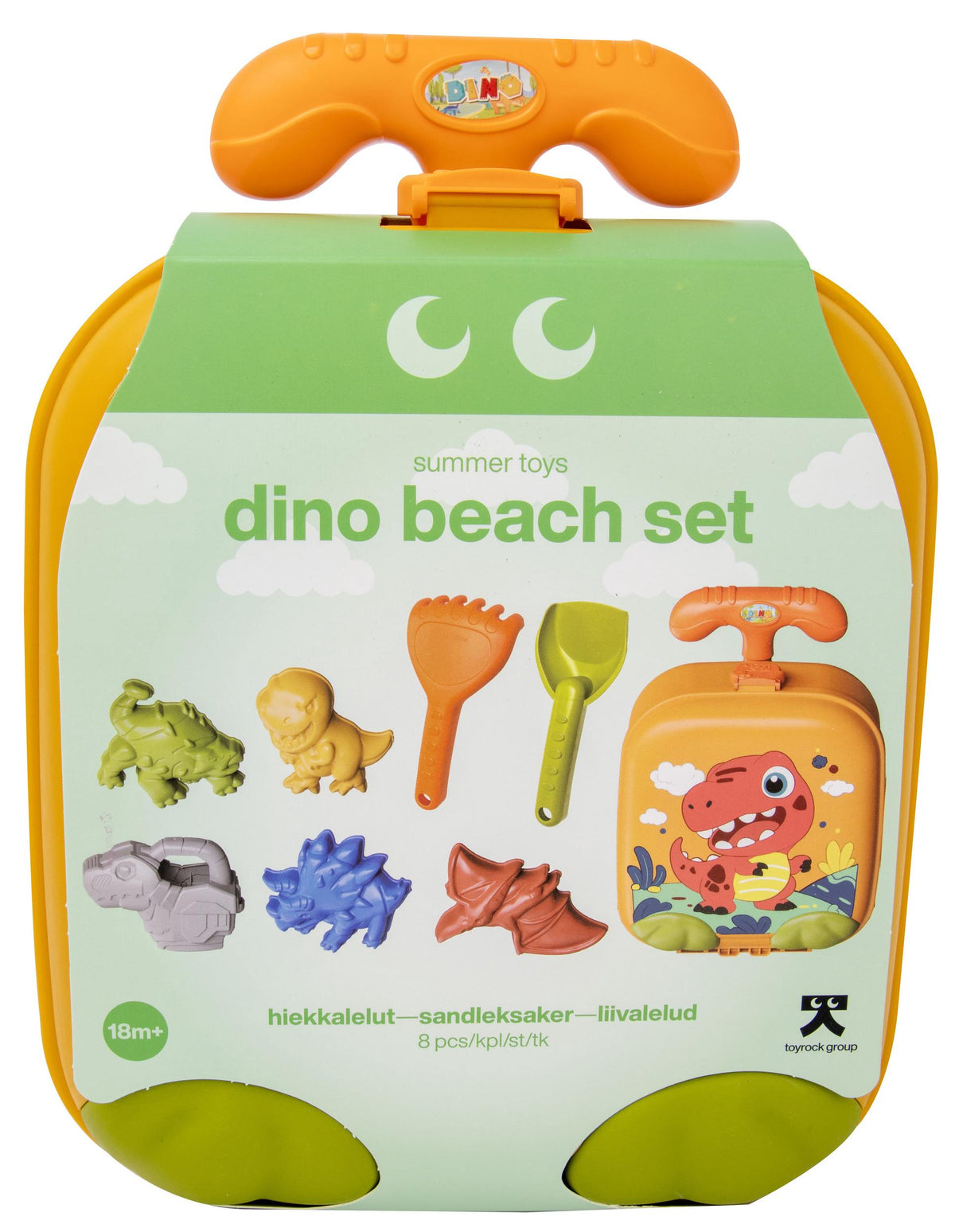 Dinosaur Beach Toy Set with Pull-Along Trolley, 8 Pcs