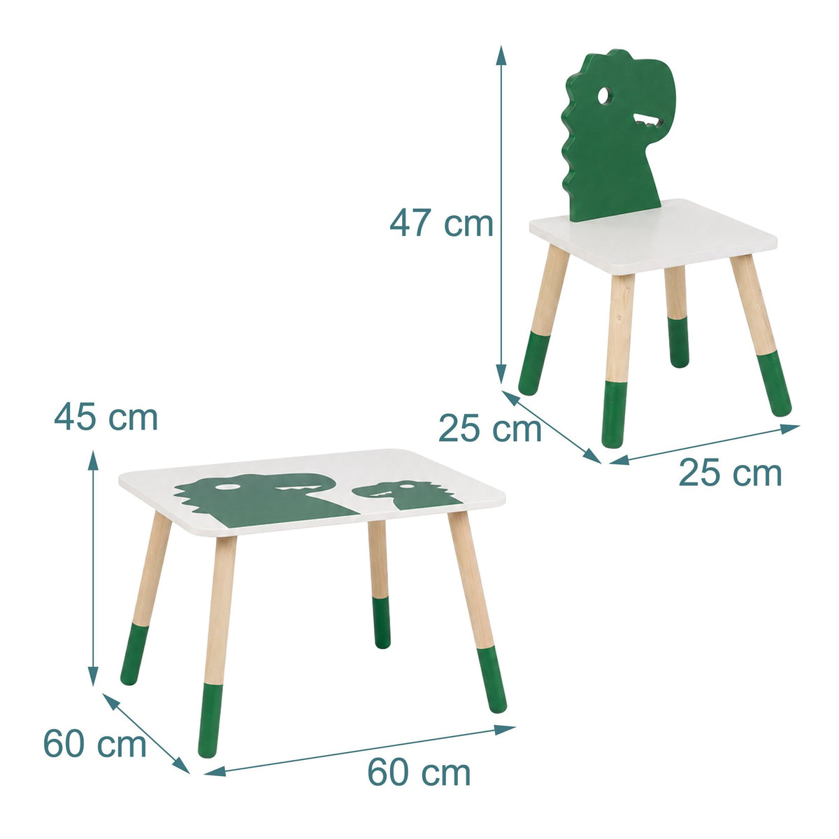 Dinosaur Kids' Table & Chairs Set, 3-Piece, MDF & Pine